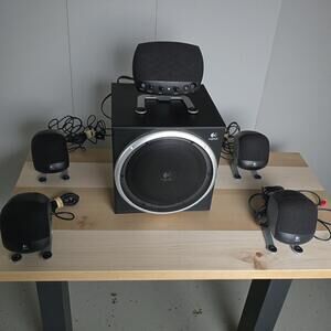 Logitech Z-640 5.1 Surround Sound System – Subwoofer + 5 Speakers + Control Pod